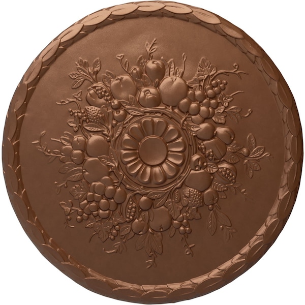Ekena Millwork Anthony Harvest Ceiling Medallion (Fits Canopies up to 2 1/8"), 22 1/2"OD x 1 1/4"P, Polished Copper CM22ATPOS - main